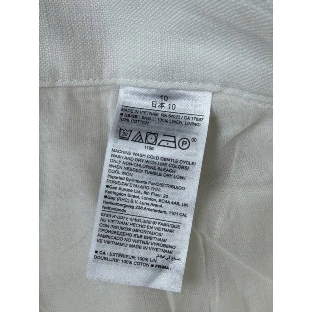 Banana Republic Lina Straight Linen Pants Womens Lined White Size 10